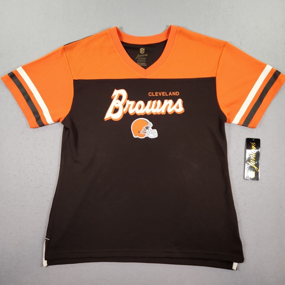 NFL Juniors Team Apparel Cleveland Browns V-Neck Shirt Color Unisex Large NWT